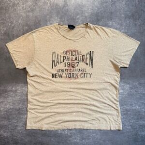Polo Ralph Lauren Mens 1967 Athletic Apparel NYC Graphic T-Shirt Gray Large